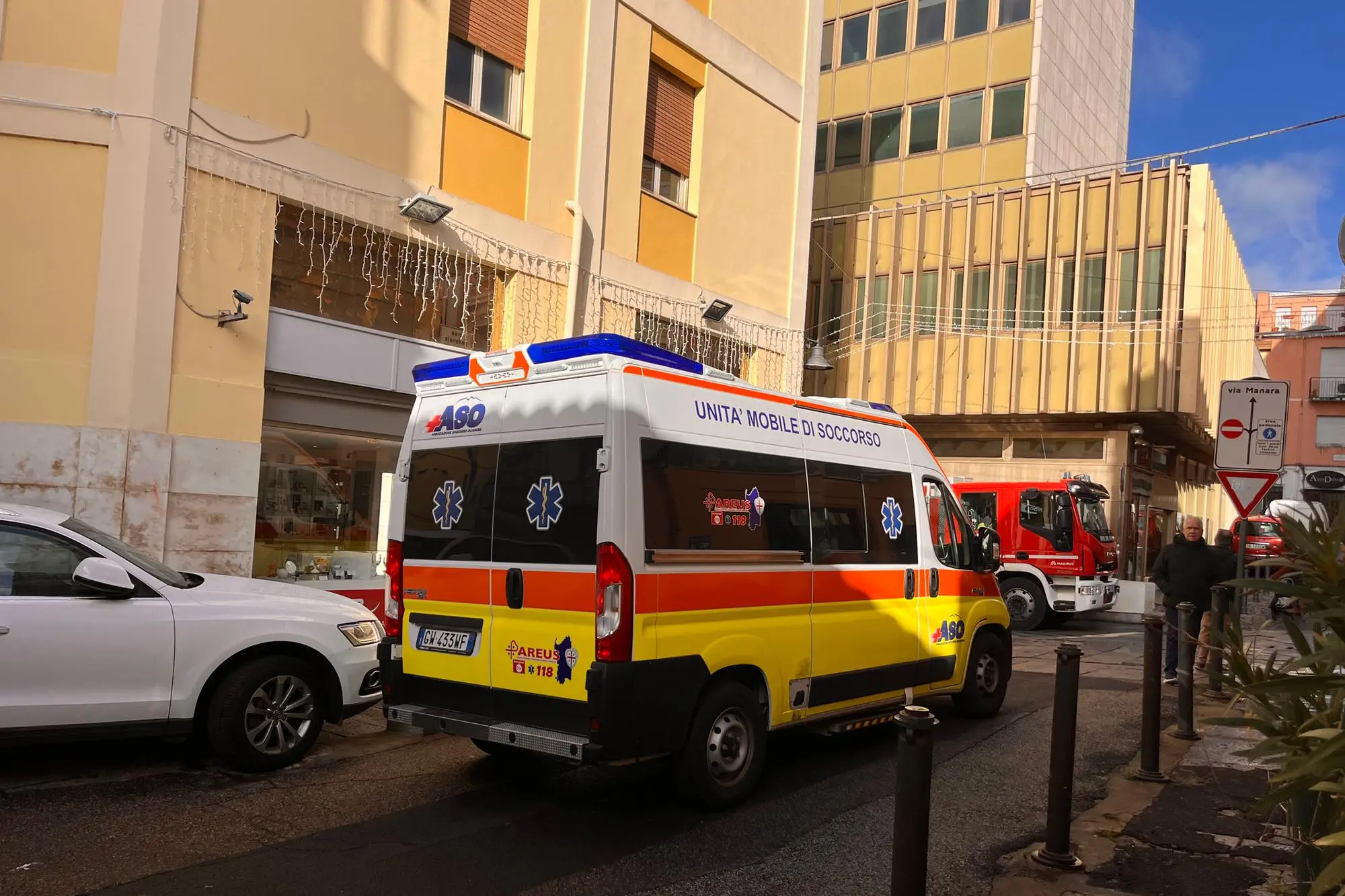 Il soccorso in via Bruscu Onnis