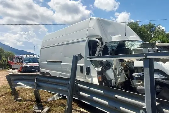 Il furgone coinvolto nell'incidente (Foto: Vigili del fuoco)