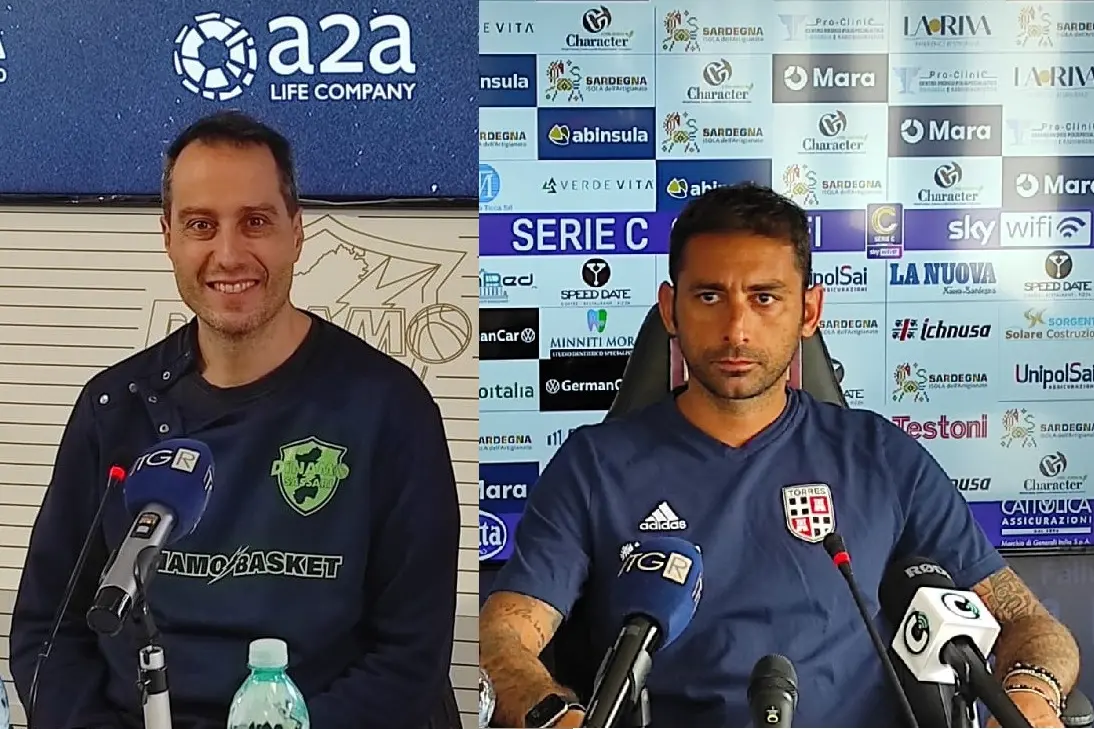 Coach Bulleri e l'ormai ex tecnico della Torres Pazienza (foto G. Marras)