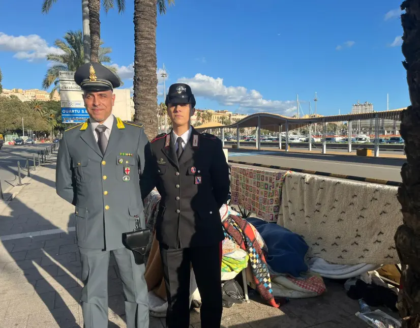 A destra, Marina Cau, carabiniere scelto, e Davide Magnini, brigadiere della Guardia di Finanza, intervenuti assieme a Miliddi