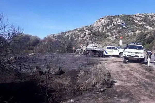 Le squadre anti-incendio ad Arzachena (foto concessa da Giampiero Bellu)
