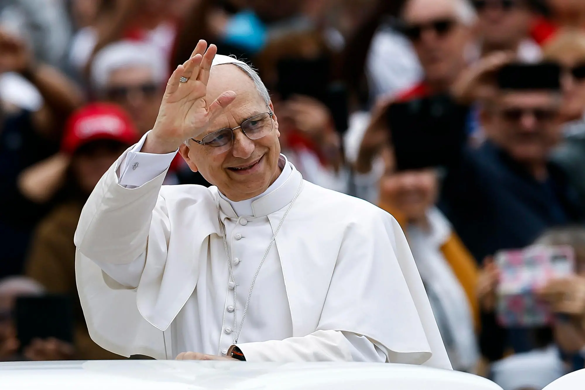 Pope Leone XIV during the weekly general audience in Saint Peters Square, Vatican City, 21 May 2025. ANSA/ANGELO CARCONI