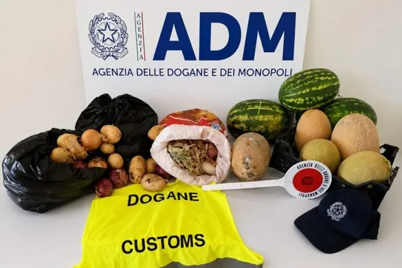 I prodotti sequestrato allo scalo di Porto Torres (foto Adm)