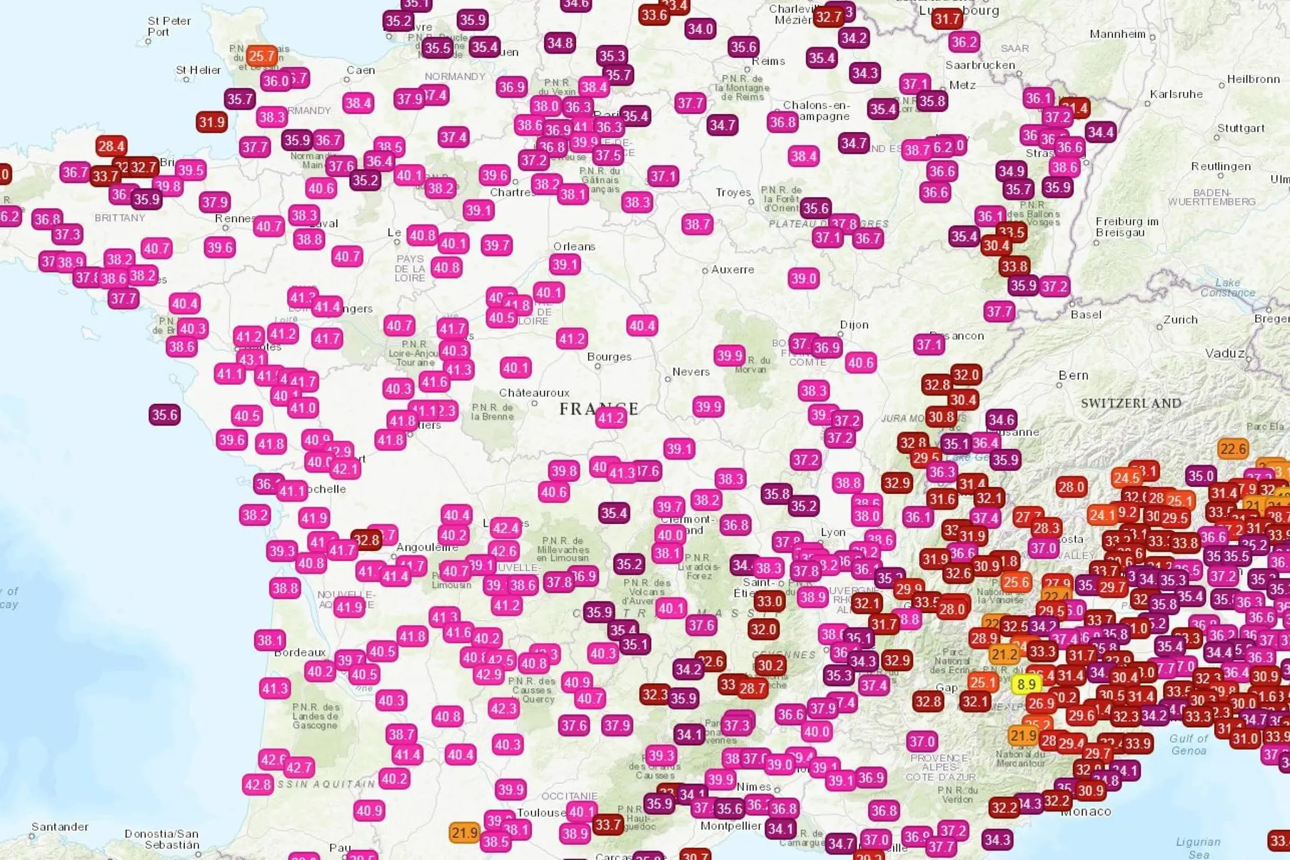 Le temperature estreme registrate nei giorni scorsi in Francia