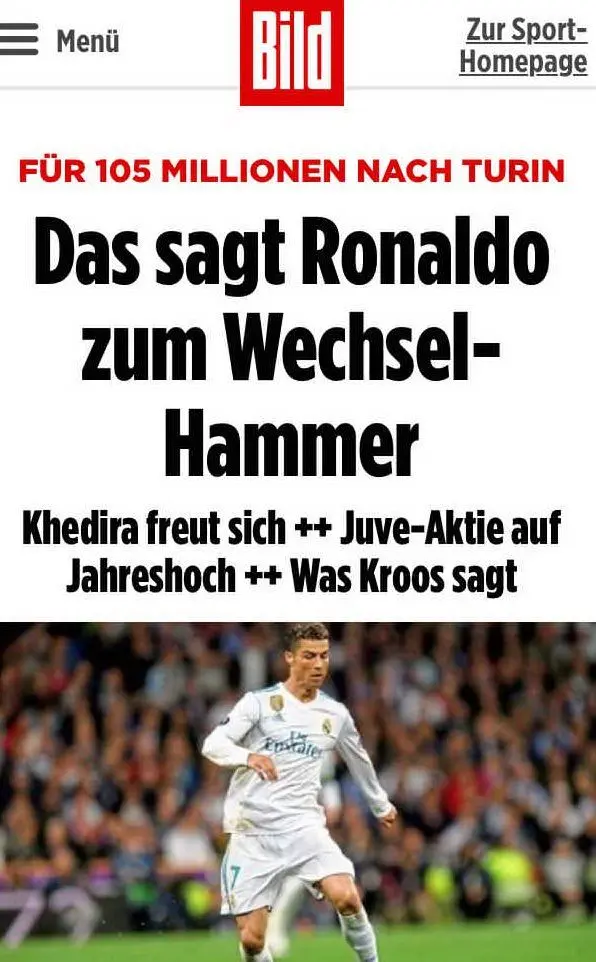 La notizia arriva anche in Germania che rimarca come, dopo Khedira, ci sia un nuovo affare tra Juventus e Real Madrid