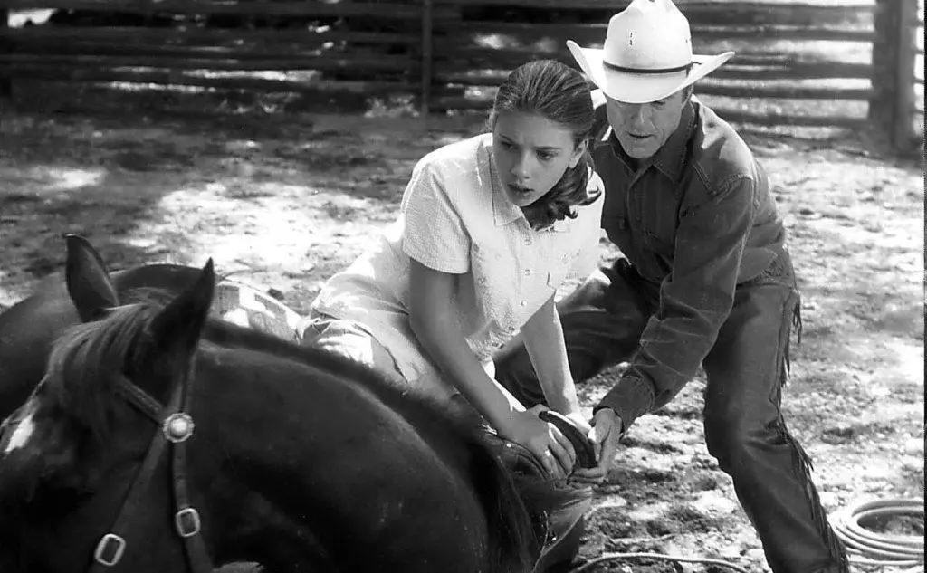 Con Scarlett Johansson in &quot;L'uomo che sussurrava ai cavalli&quot; (1998)