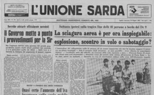 La prima pagina de L'Unione Sarda del 29 giugno 1980