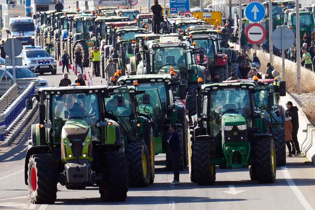 Trattori in strada (foto Ansa)