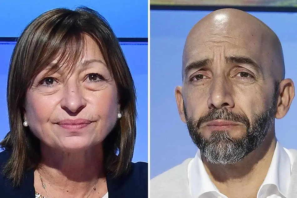 I candidati Donatella Tesei e Vincenzo Bianconi (Ansa)