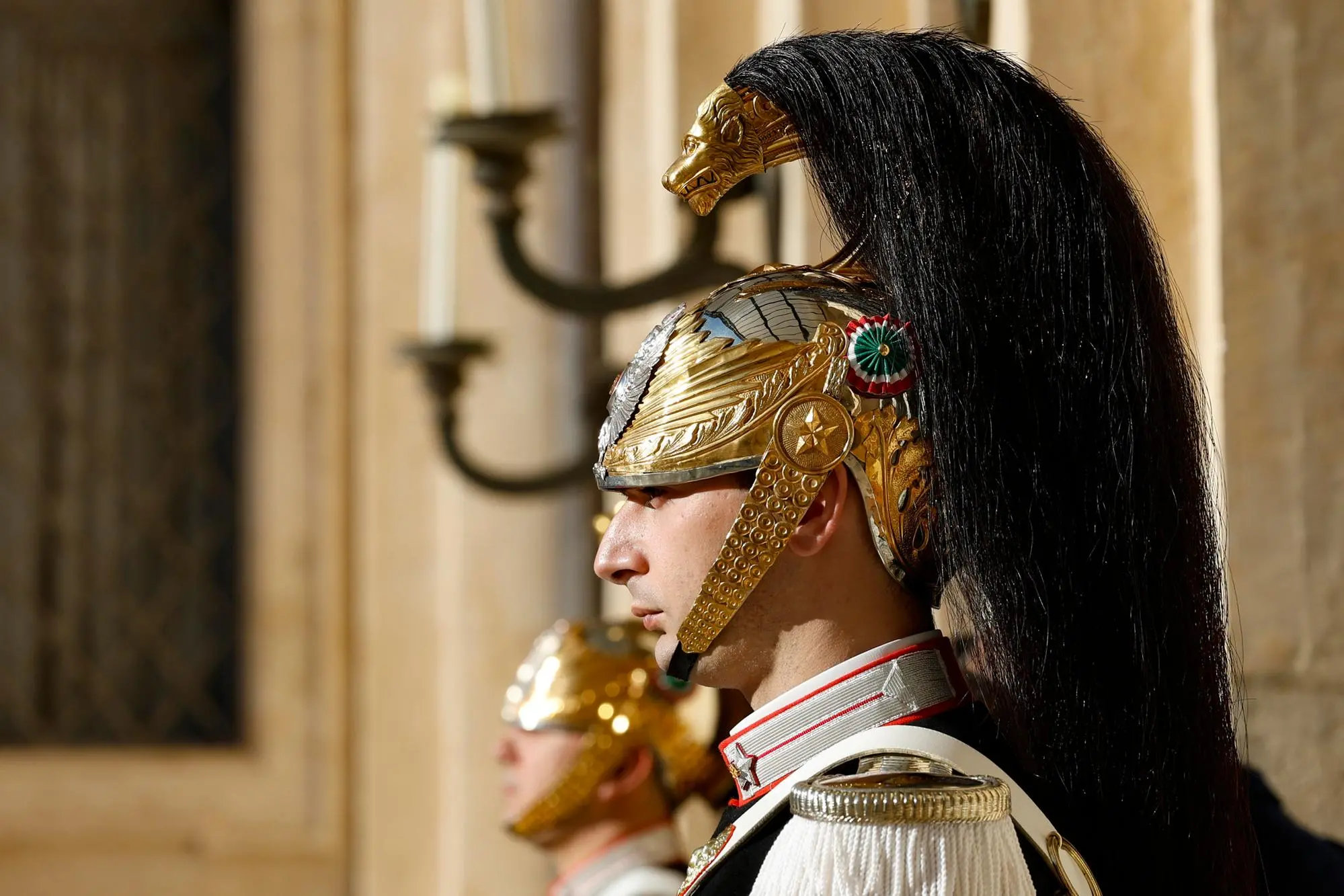 The Corazzieri, the Presidential Guard, during the first round of formal political consultations for new government at the Quirinale Palace in Rome, Italy, 20 October 2022.  ANSA/FABIO FRUSTACI