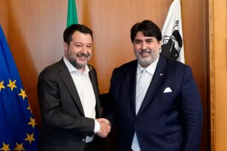 Christian Solinas e Matteo Salvini (Archivio)