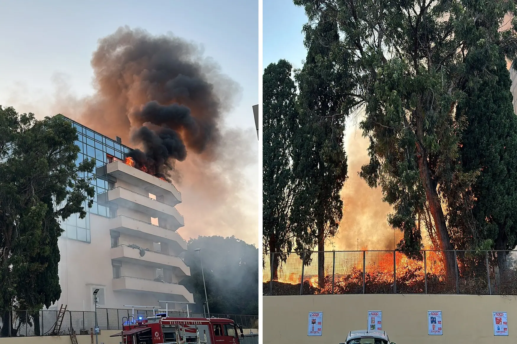 L'incendio all'ex Motel Agip
