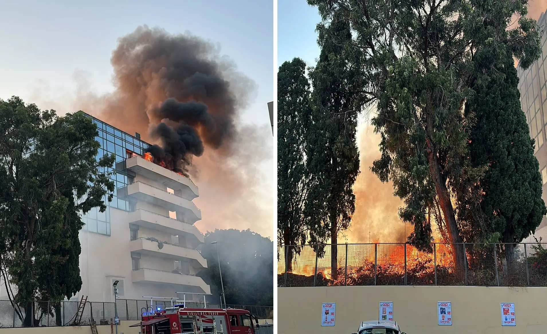 L'incendio all'ex Motel Agip