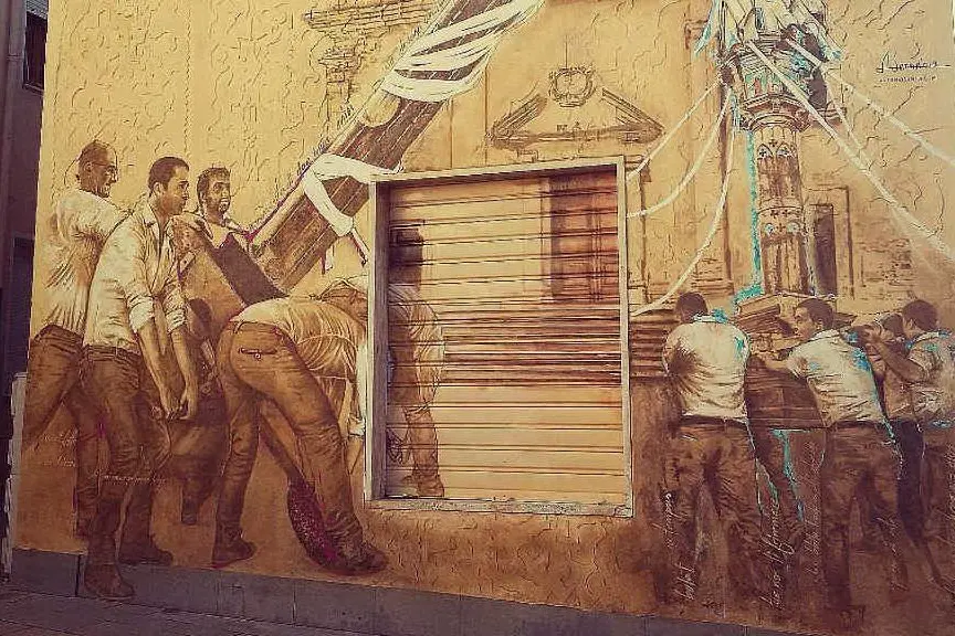 Il murales (foto L'Unione Sarda - Pala)