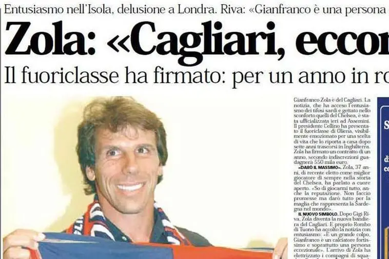 Su L'Unione Sarda la notizia del suo arrivo a Cagliari