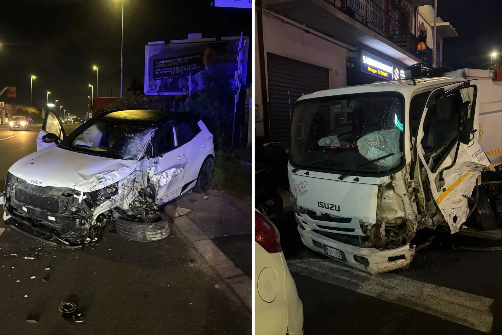 I mezzi coinvolti nell'incidente di viale Monastir