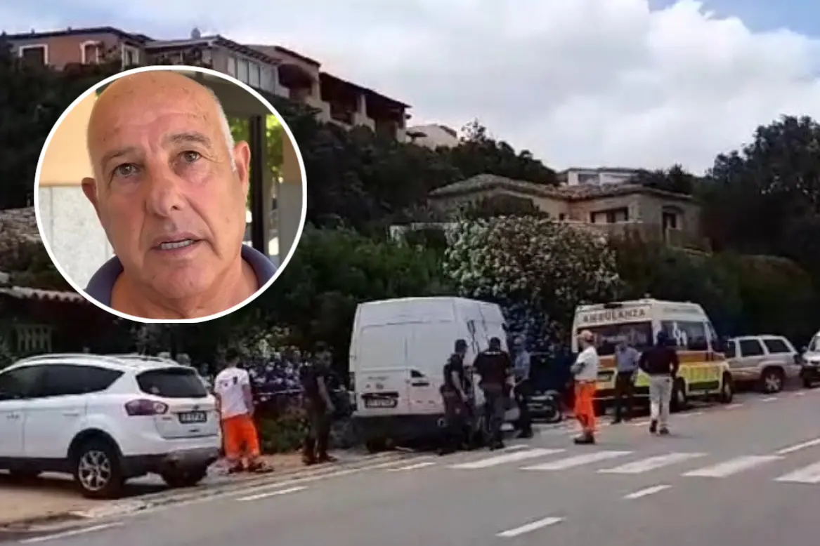 Il luogo dell'investimento e, nel tondo, Mario Pirastru, fratello della vittima