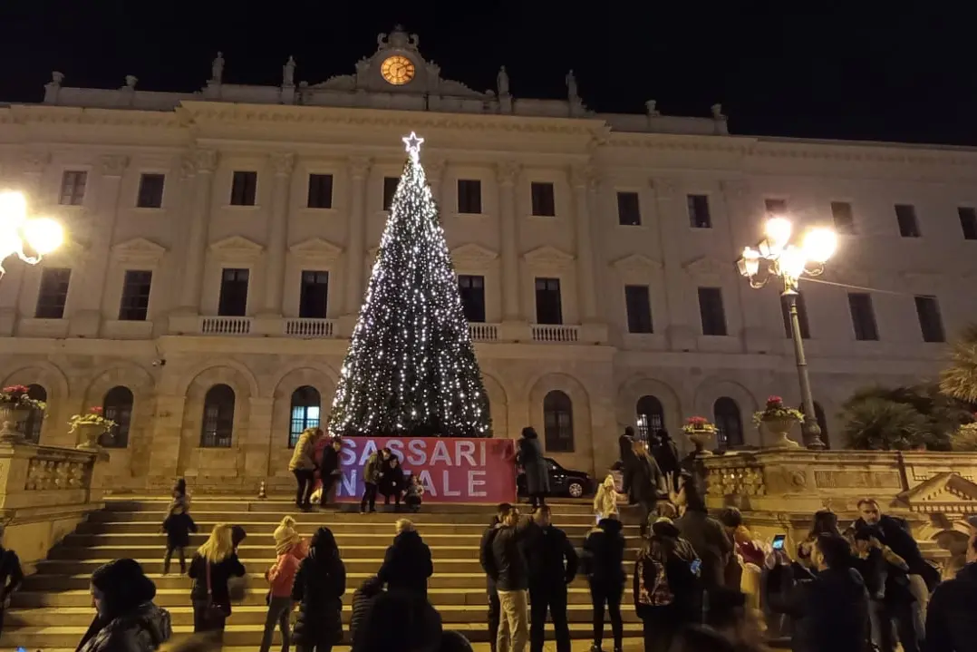 L'albero di Natale in piazza d'Italia (foto G. Marras)