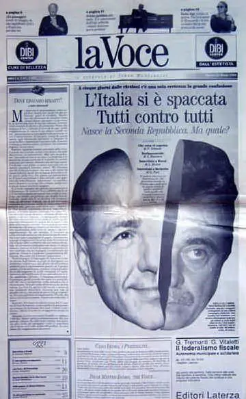 Il primo numero de &quot;La Voce&quot;, quotidiano fondato dopo l'uscita dal Giornale