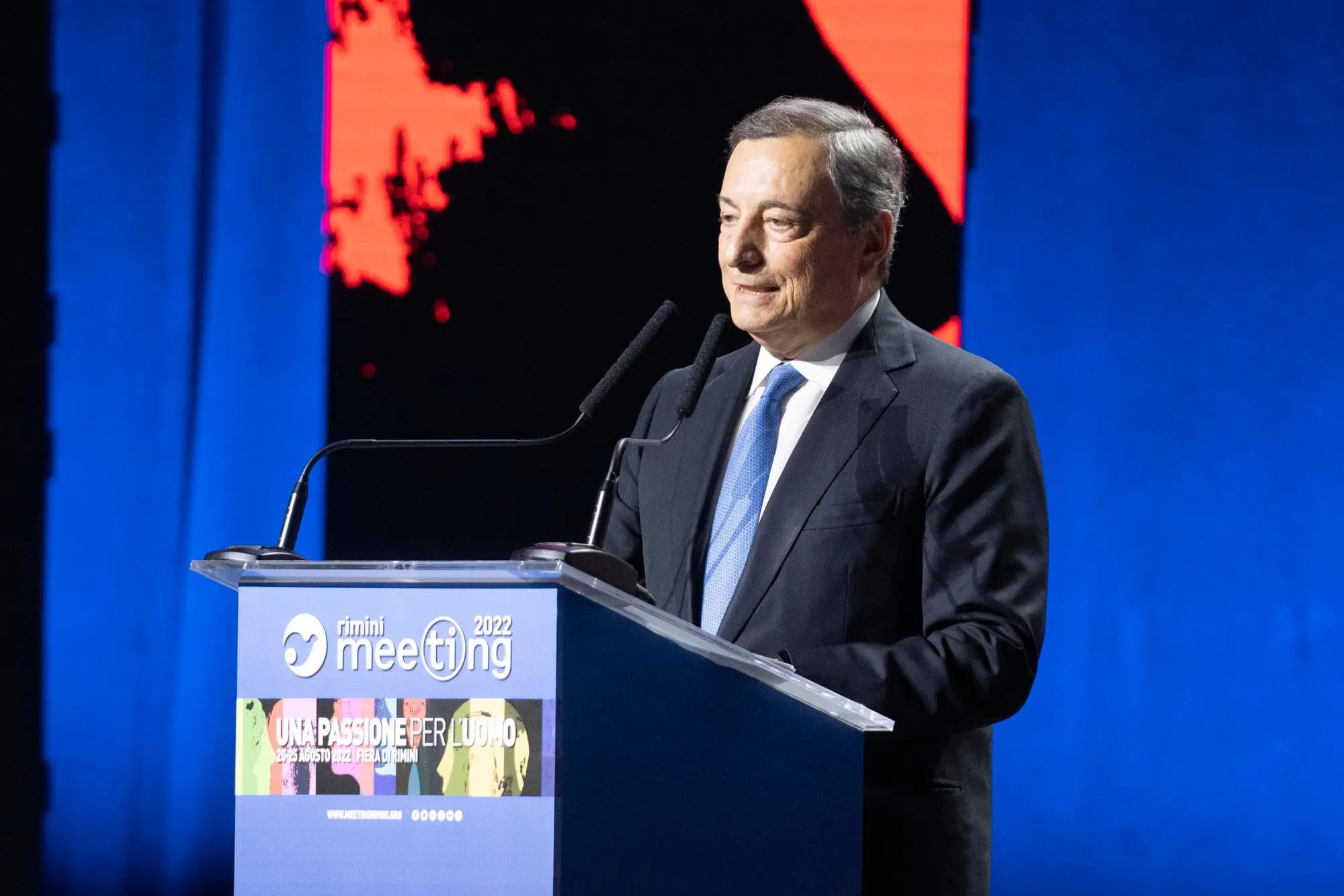 Mario Draghi al meeting di Rimini (Ansa)