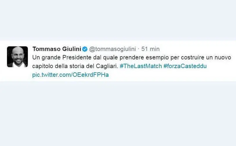 Il tweet del presidente rossoblù