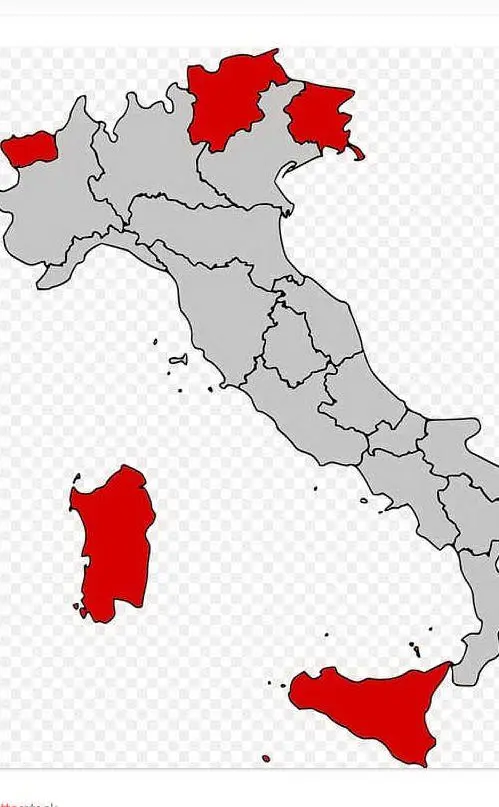 In rosso le regioni italiane a statuto speciale (Pixa bay)
