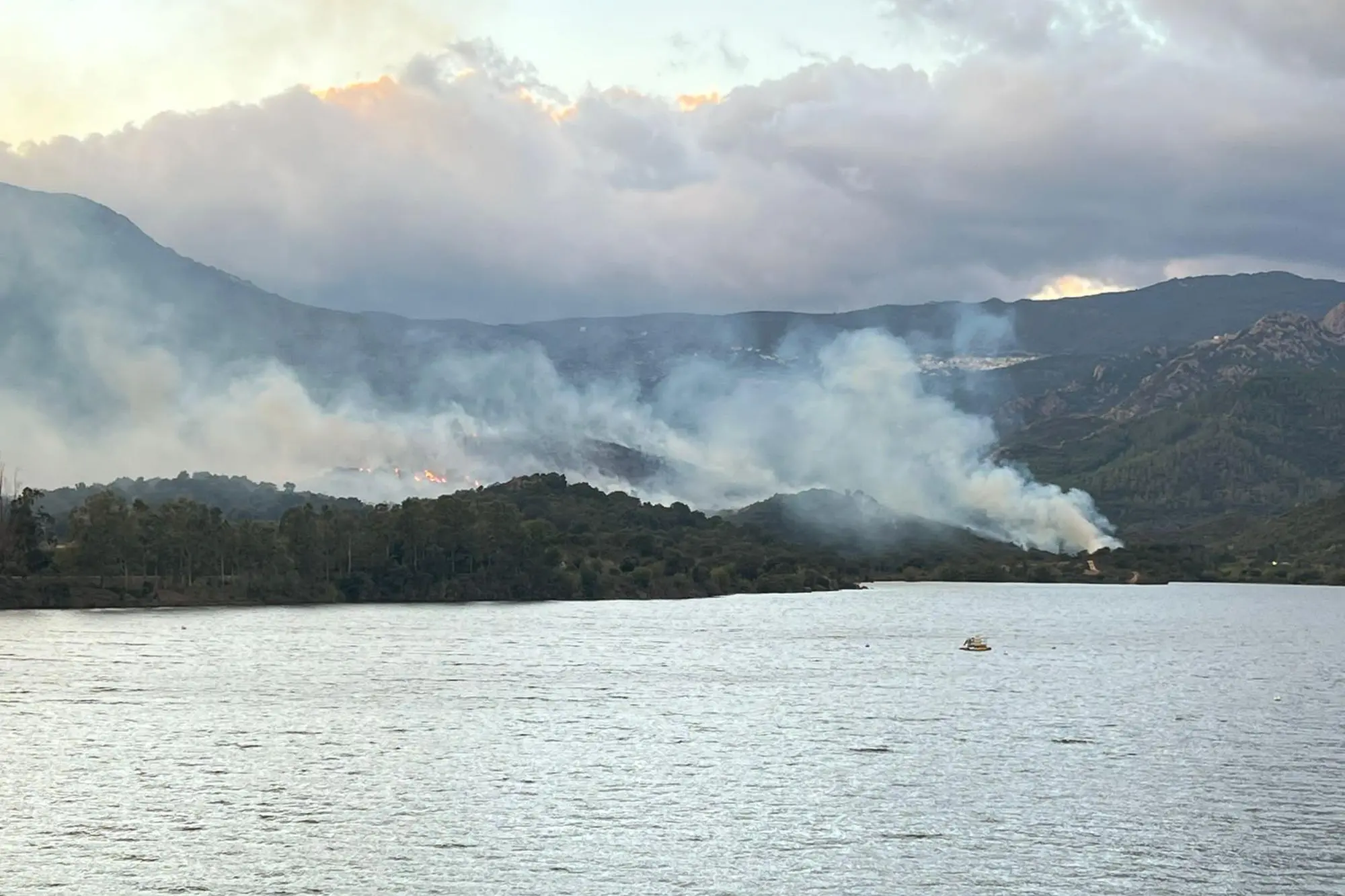 L'incendio a valle di Villagrande (foto concessa)