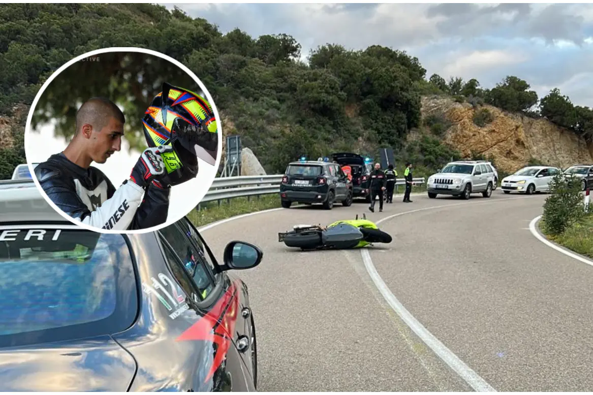 Il luogo dell'incidente (foto carabinieri) e nel tondo Stefano Mansi, la vittima (foto Facebook)