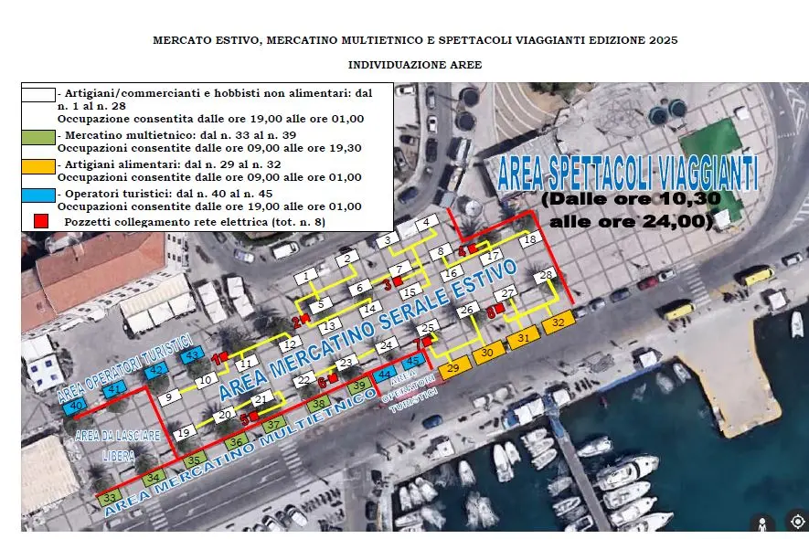La Maddalena, planimetria del mercato estivo