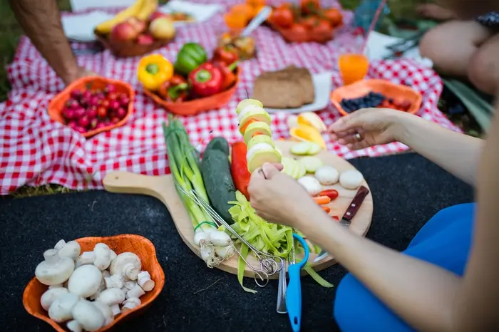 Healthy vegan eating in nature