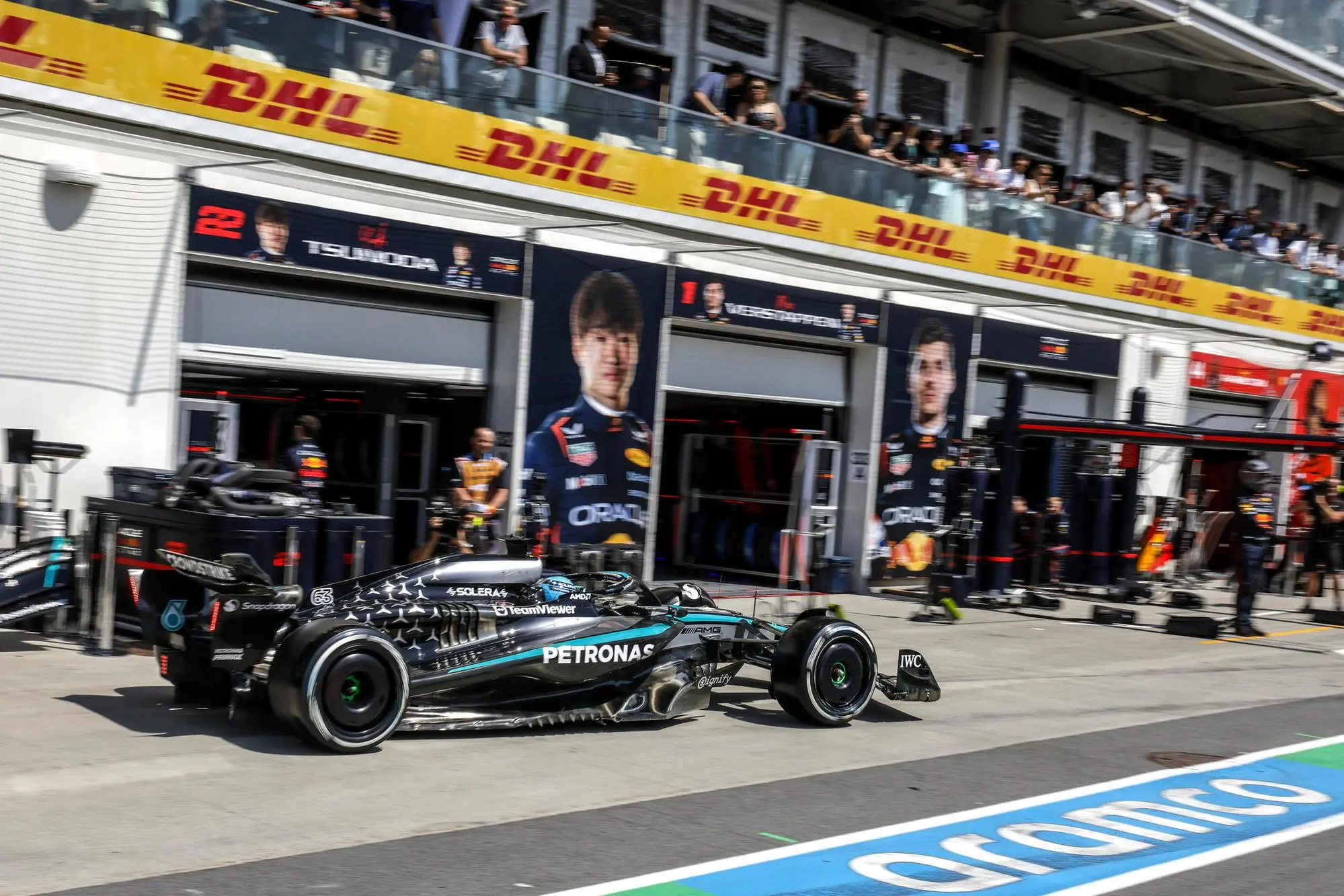 La Mercedes di George Russell (Ansa-Epa)
