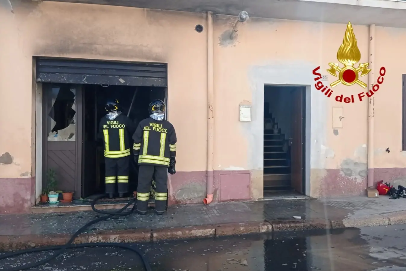 L'intervento dei vigili a Sorso