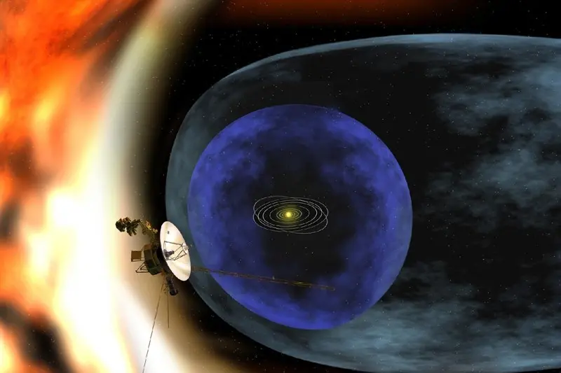 Il Voyager in viaggio verso l'infinito in una composizione grafica (archivio)