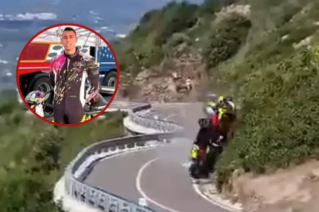 L'incidente e nel tondo il pilota Luigi Fazzino