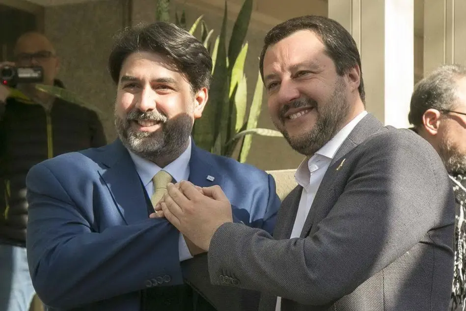 Matteo Salvini con Christian Solinas (L'Unione Sarda)