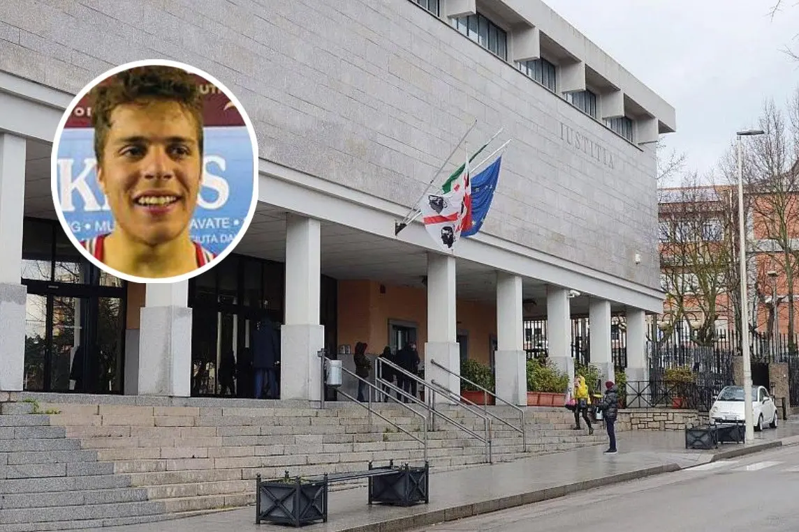 Il tribunale di Tempio e, nel tondo, Ciro Grillo