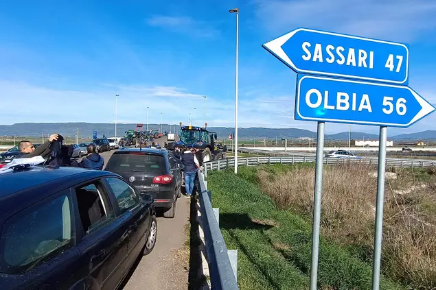 I trattori sulla Sassari-Olbia (foto Spano)