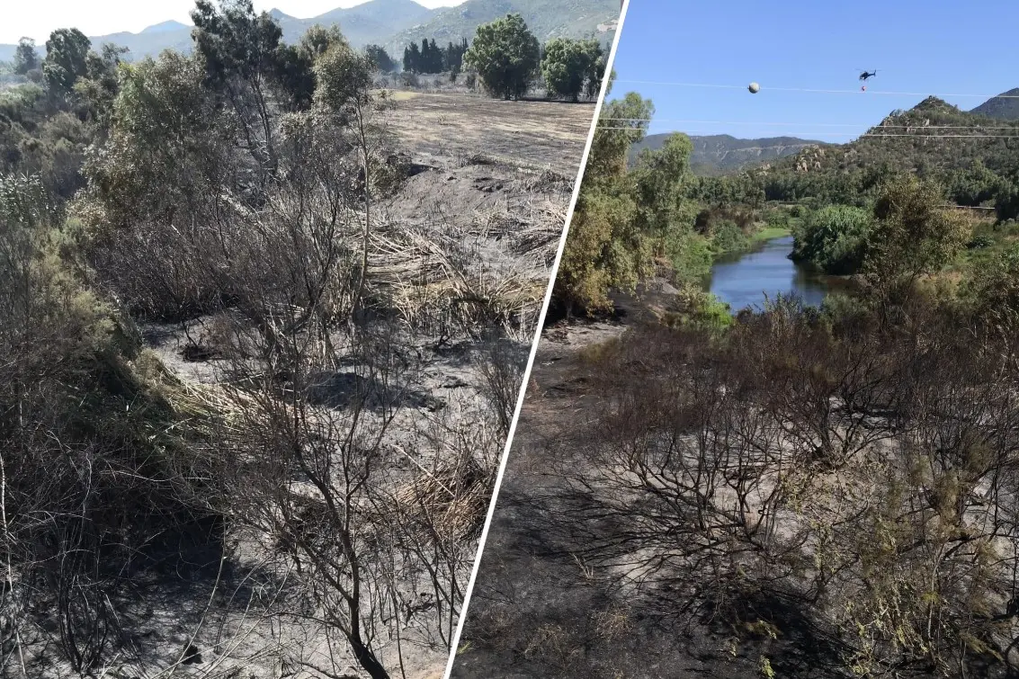 La aree colpite dal fuoco nel Sarrabus (Serreli)
