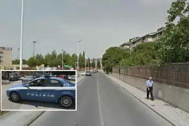 Via Arisosto, Su Planu, e nel riqaudro a sinistra, una volante della Polizia