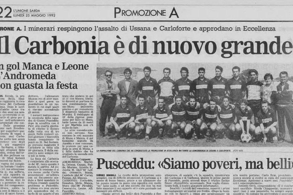 Promozione 1991-1992, il trionfo di Carbonia e Ariete Solanas