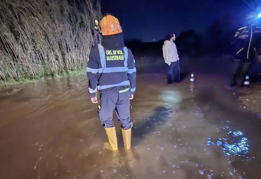 Strade allagate a Su Tremini dopo le piogge