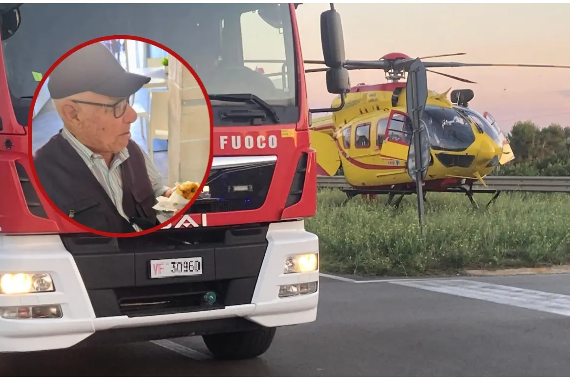 L'incidente sulla ex 131. A destra la vittima, Antonio Corda