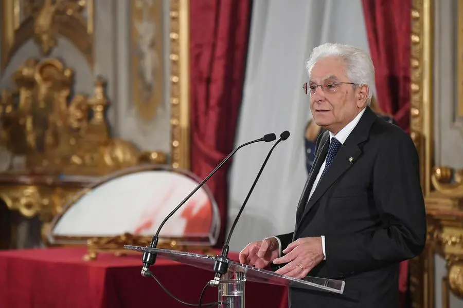 Il presidente della Repubblica Sergio Mattarella durante la cerimonia del Ventaglio al Quirinale (Ansa - Di Meo)