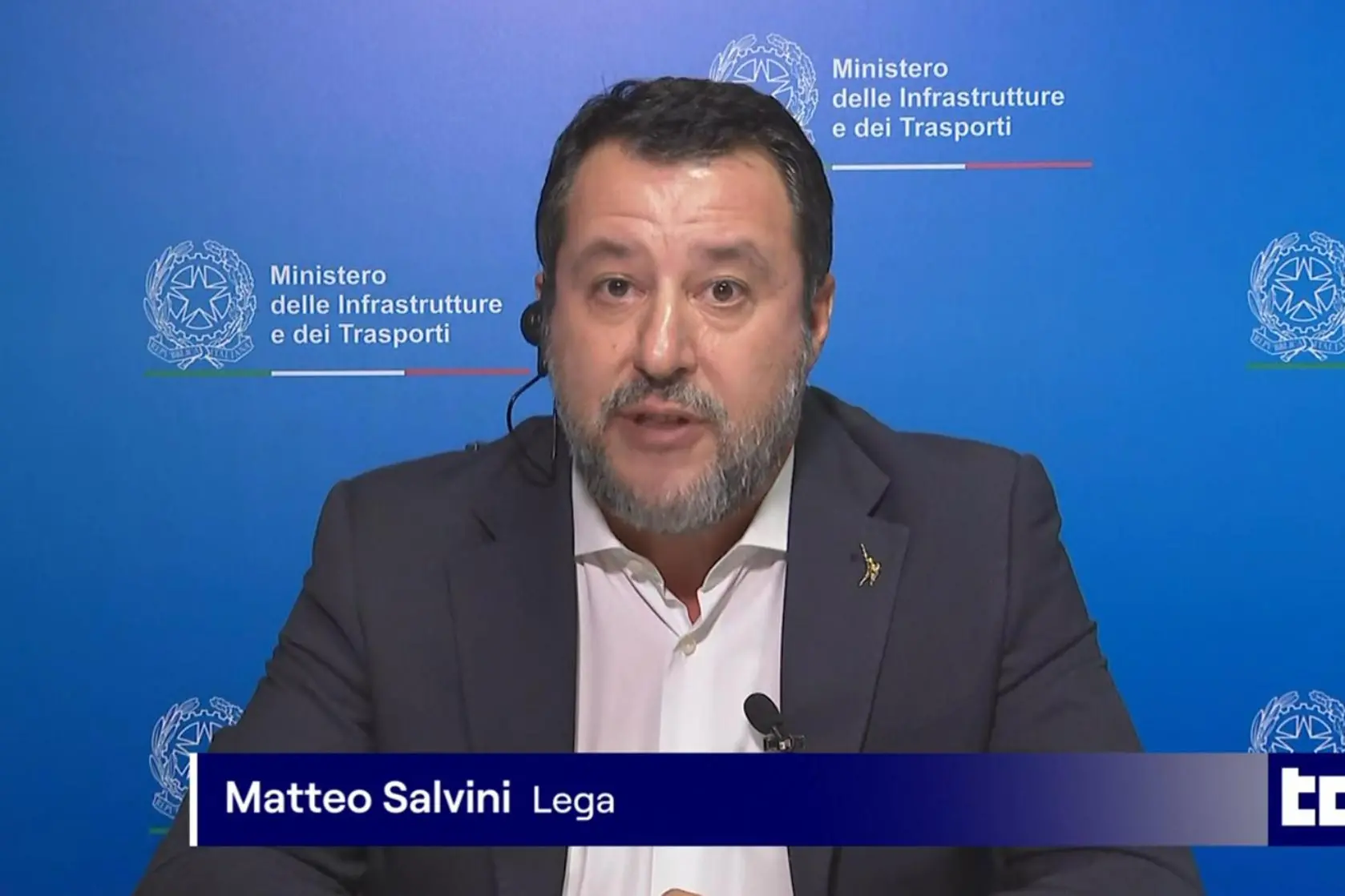 Matteo Salvini al Tg1 (foto da frame video Rai)