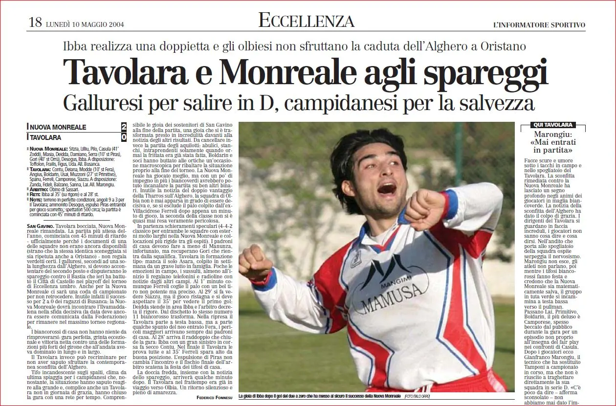 Il Tavolara perde e va allo spareggio promozione, la Monreale vincendo si aggiudica l'ultima chance salvezza