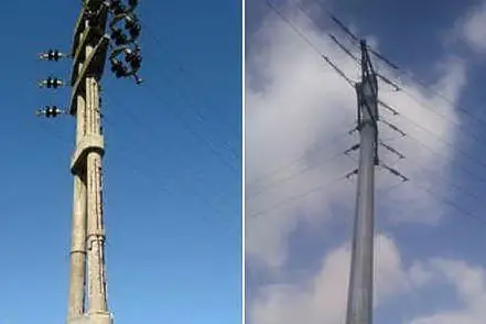 Il vecchio e il nuovo palo dell'Enel