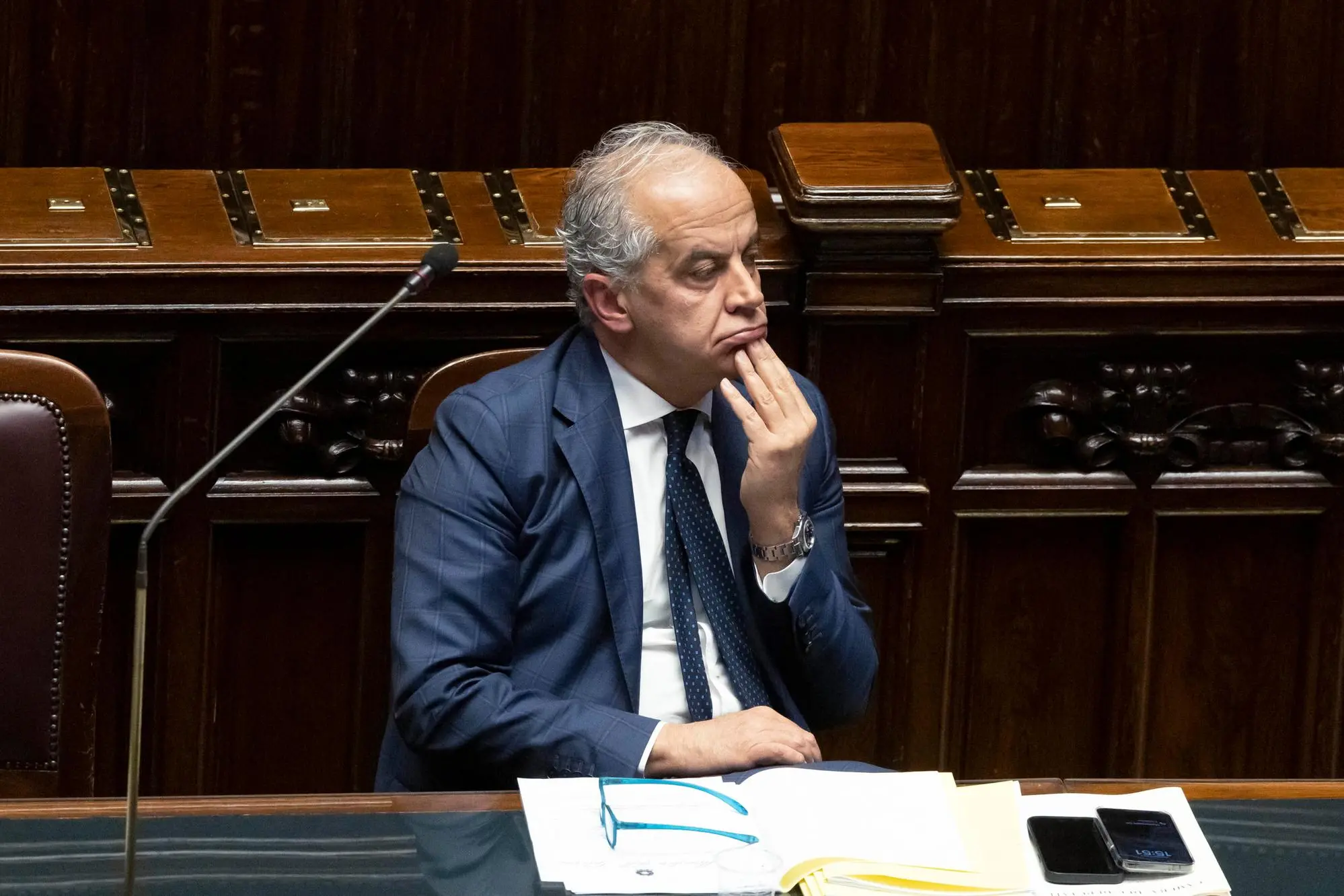 Il ministro degli interni Matteo Piantedosi durante il question time. Roma 19 aprile 2023 ANSA/MASSIMO PERCOSSI