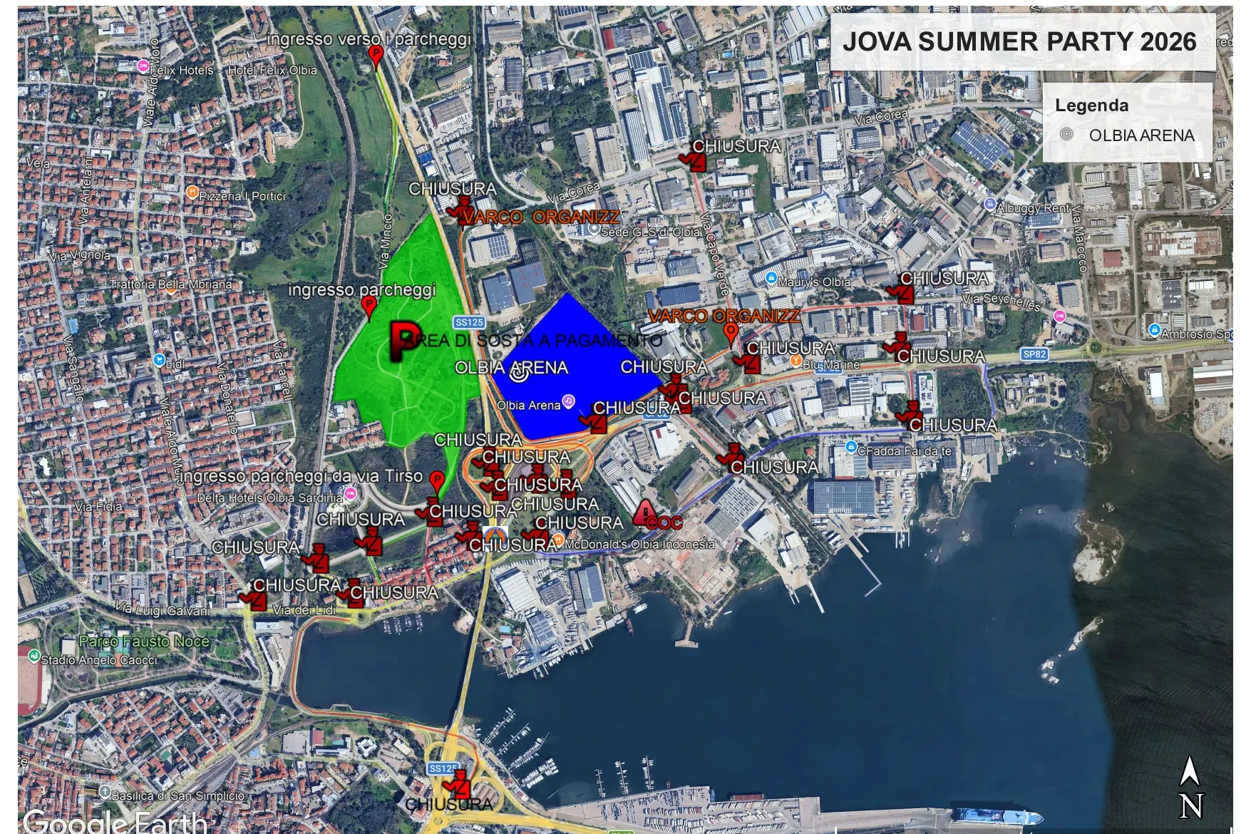 La mappa della viabilità per il Jova Summer Party a Olbia
