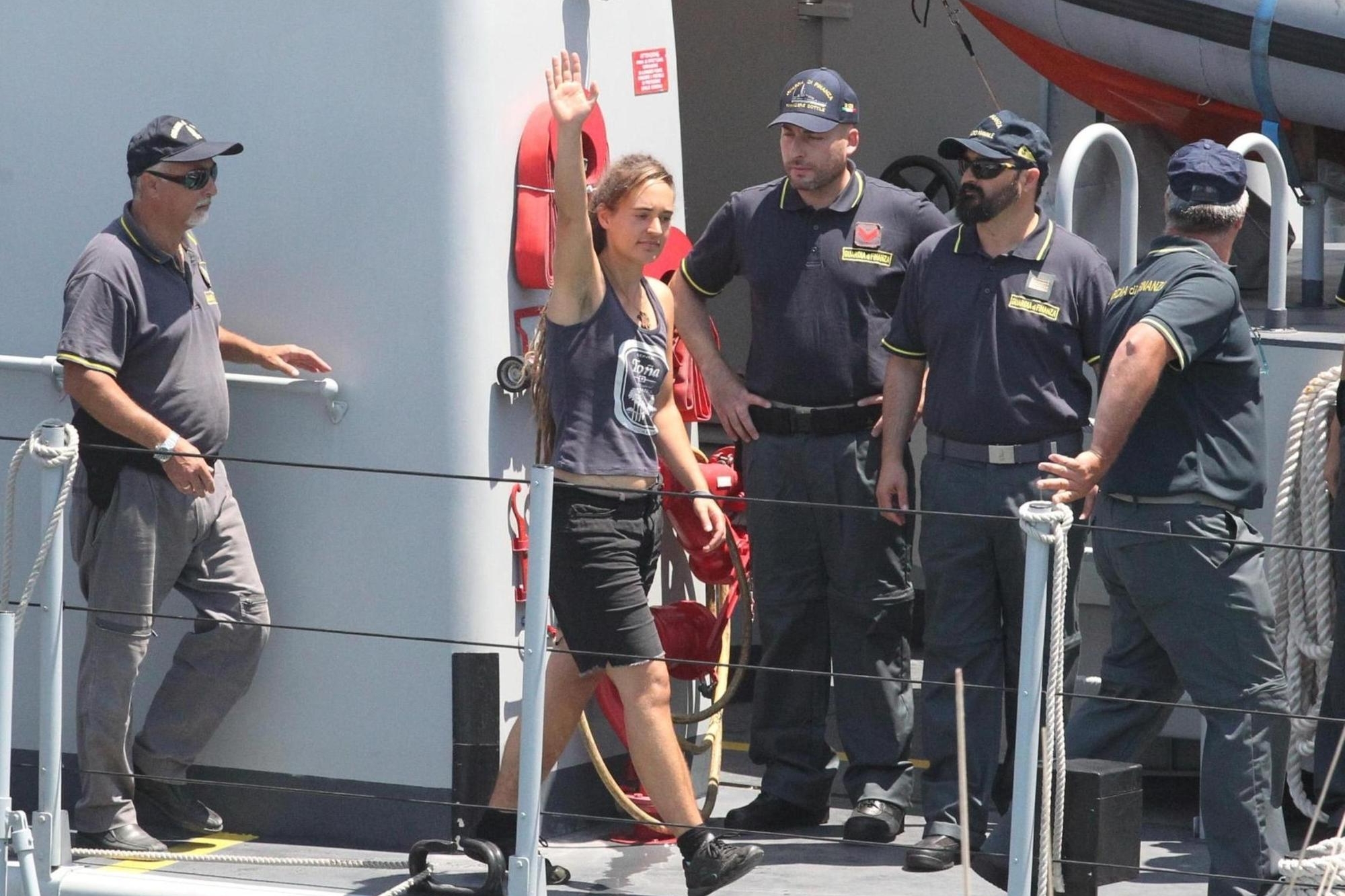 (FILE) Sea-Watch3 captain Carola Rackete, who is being held on charges of abetting immigration and ramming a police cutter, arrives in Porto Empedocle, 1 July 2019. ANSA/PASQUALE CLAUDIO MONTANA LAMPO
