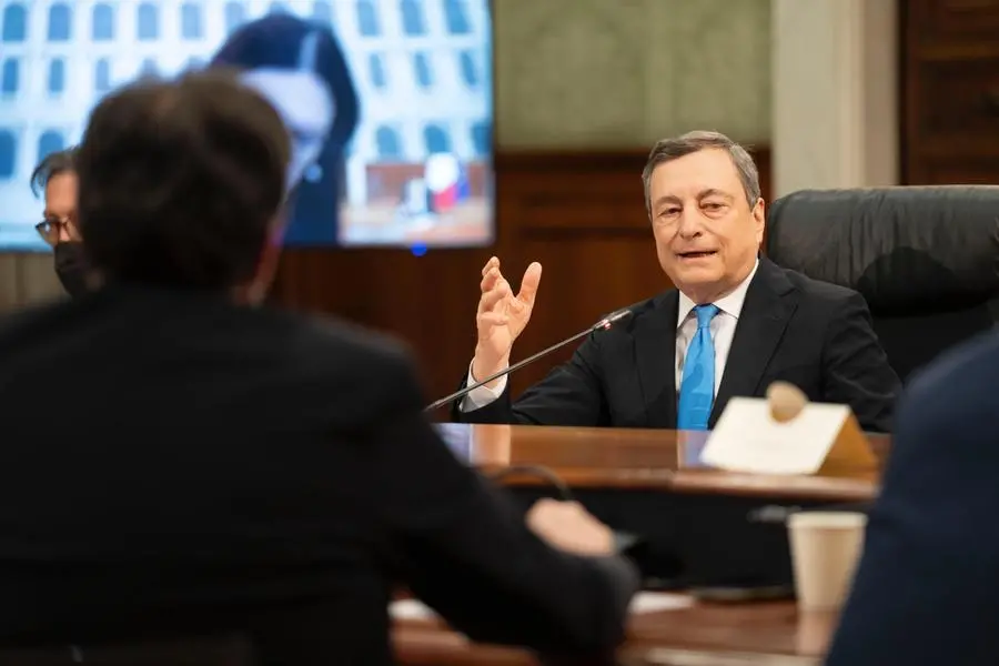 L'incontro di Draghi con i capidelegazione della maggioranza (Ansa)